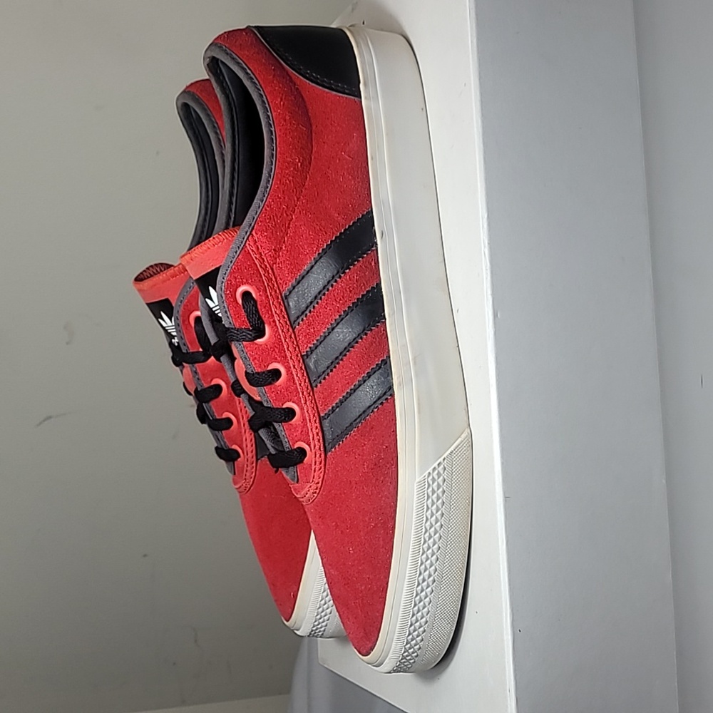 adidas VL Court 3.0 red suede black leather D68897 sneakers size 9